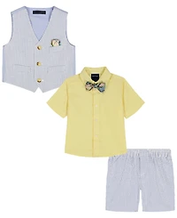 Nautica Baby Boys' Seersucker Stripe Vest, Shirt and Shorts, 3-Piece Set