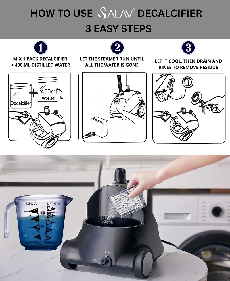 Salav Upright Garment Steamer Descaling Packets, Pack of 10