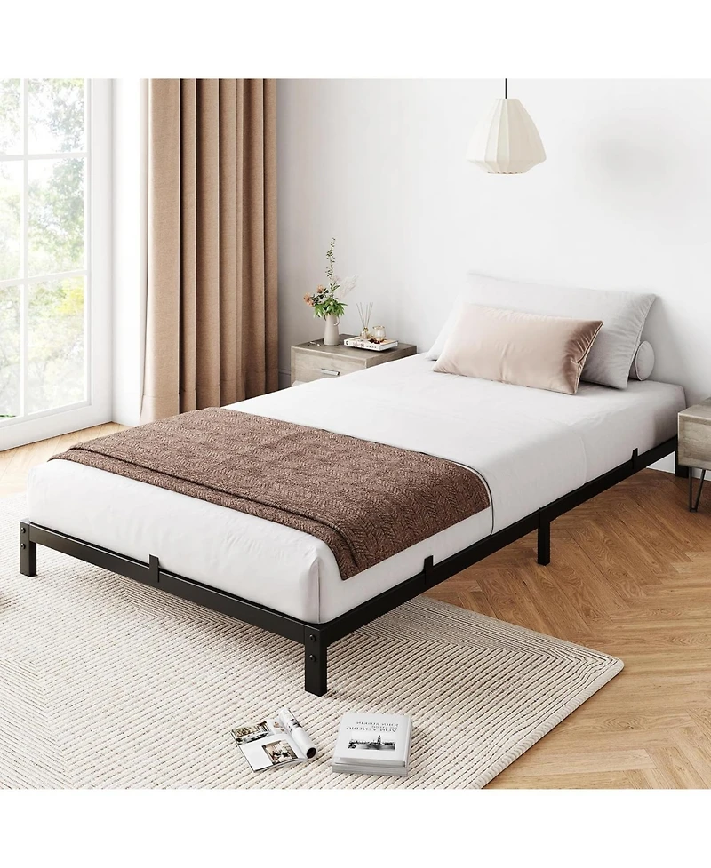 gaomon Twin Xl metal platform bed frame, 6” height, sturdy slats, no box spring needed.