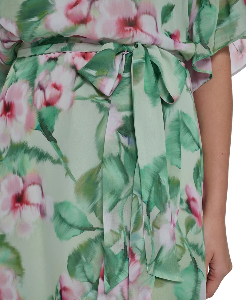 Jessica Howard Women's Ruffle-Sleeve Printed Dress