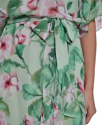 Jessica Howard Women's Ruffle-Sleeve Printed Dress