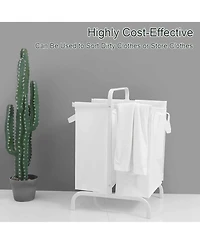 Rainsken 2-Tier Laundry Hamper, 110L Capacity Oxford Clothes Basket with Lid, 2 Removable Bags and Sorting Cards for Bedroom, Laundry Room