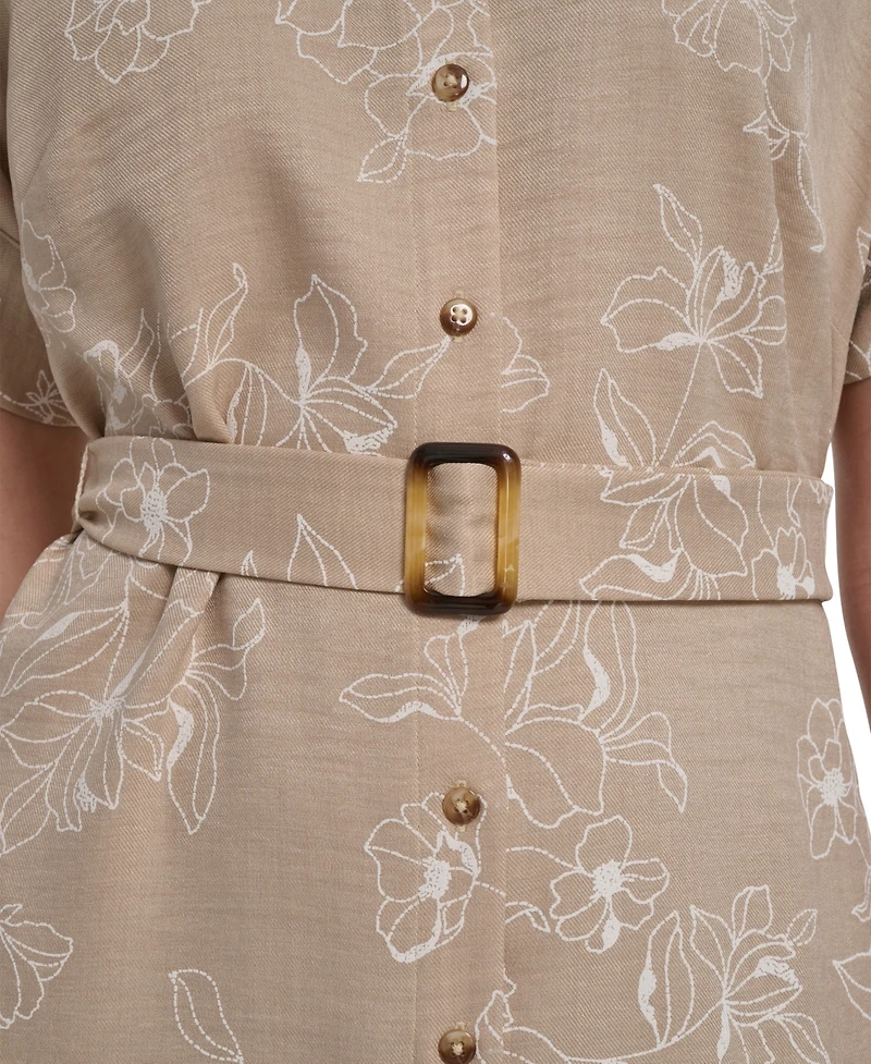 Jessica Howard Petite Button Down Collared Midi Dress