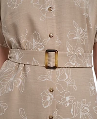 Jessica Howard Petite Button Down Collared Midi Dress