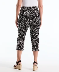 Rafaella Plus Hibiscus Printed Pull-On Capri Pants