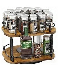 Yigii Adjustable Spice Rack For Cabinetsturdy Wood Metal Easy Assembly