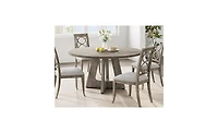 gaomon 47" Round Dining Table Set for 4 to 6, Farmhouse Kitchen with Wooden Top and Pedestal Base, Circle Dinner