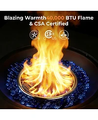 Cowsar 28" Square Propane Fire Pit Table, 40,000 Btu with Cover