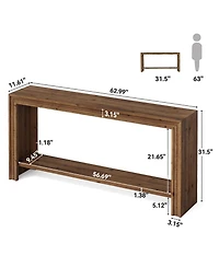 Tribesigns Solid Wood Console Table, Farmhouse Narrow 63" Long Entryway Table with 2-Tier Storage Shelf for Living Room, Hallway, Entryway
