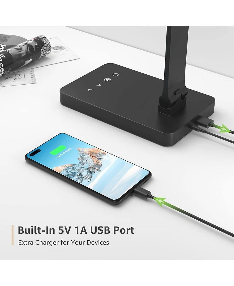 Lepro Led Desk Lamp with charging port, 650LM Touch Control, 5 Brightness Level