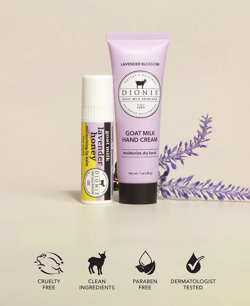 Dionis 2-Pc. Lavender Honey Goat Milk Lip Balm and Hand Cream Set