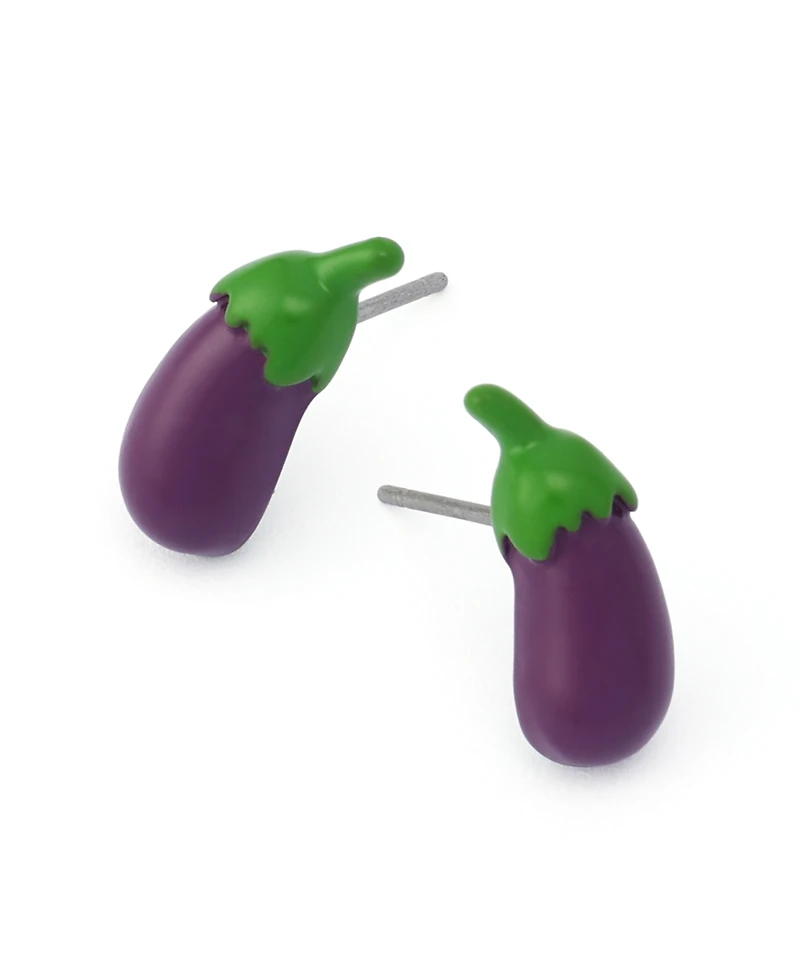 Betsey Johnson Purple Hothouse Bloom Eggplant Stud Earrings