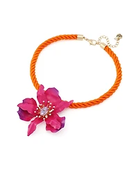 Betsey Johnson Pink Hothouse Bloom Orchid Pendant Statement Necklace