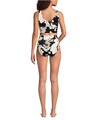 Lands' End Women's Tugless Midkini Top and High Waisted Bottom Swimsuit Set