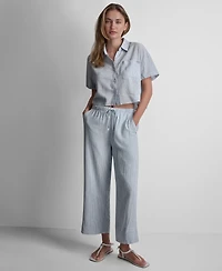 Dkny Jeans Petite High Waist Drawcord Pants