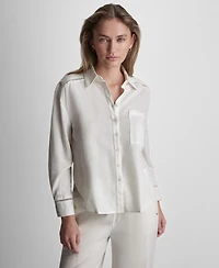 Dkny Jeans Petite Long-Sleeve Button Front Shirt