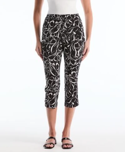 Rafaella Womens Hibiscus Print Capri Pants With Riveted Vent