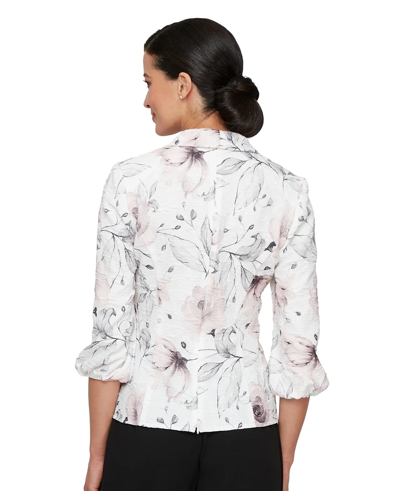 Alex Evenings Women's Printed Knit Side Closure V-Neck Top