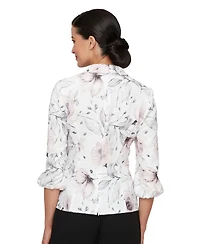 Alex Evenings Women's Printed Knit Side Closure V-Neck Top