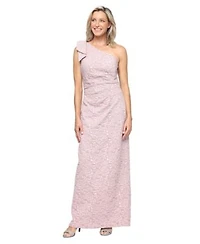Alex Evenings Womens Embossed Column One Shoulder Ball Gown