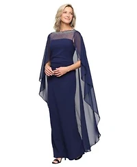 Alex Evenings Womens Column Boat Neck Ball Gown