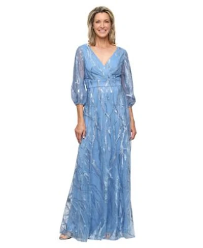 Alex Evenings Womens Embroidered A Line V Neck Ball Gown