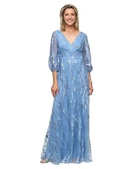 Alex Evenings Womens Embroidered A Line V Neck Ball Gown