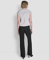 Dkny Women's City Ponte Knit Cap-Sleeve Crew Neck Top