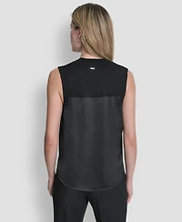 Dkny Women's Mixed Media V-Neck Sleeveless Sweater