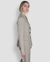 Dkny Women's Windowpane Double-Breasted Notch Collar Jacket