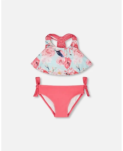 Deux par Girl Two-Piece Swimsuit Flamingo Print