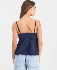Rebellious One Juniors' Lace Trim Cotton Sleeveless Top