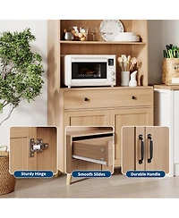 gaomon Tall Freestanding Wooden Bookcase with Storage Cabinet, Doors & Drawers – 72.4" Display Bookshelf for Living Room, Bedroom, Home Of