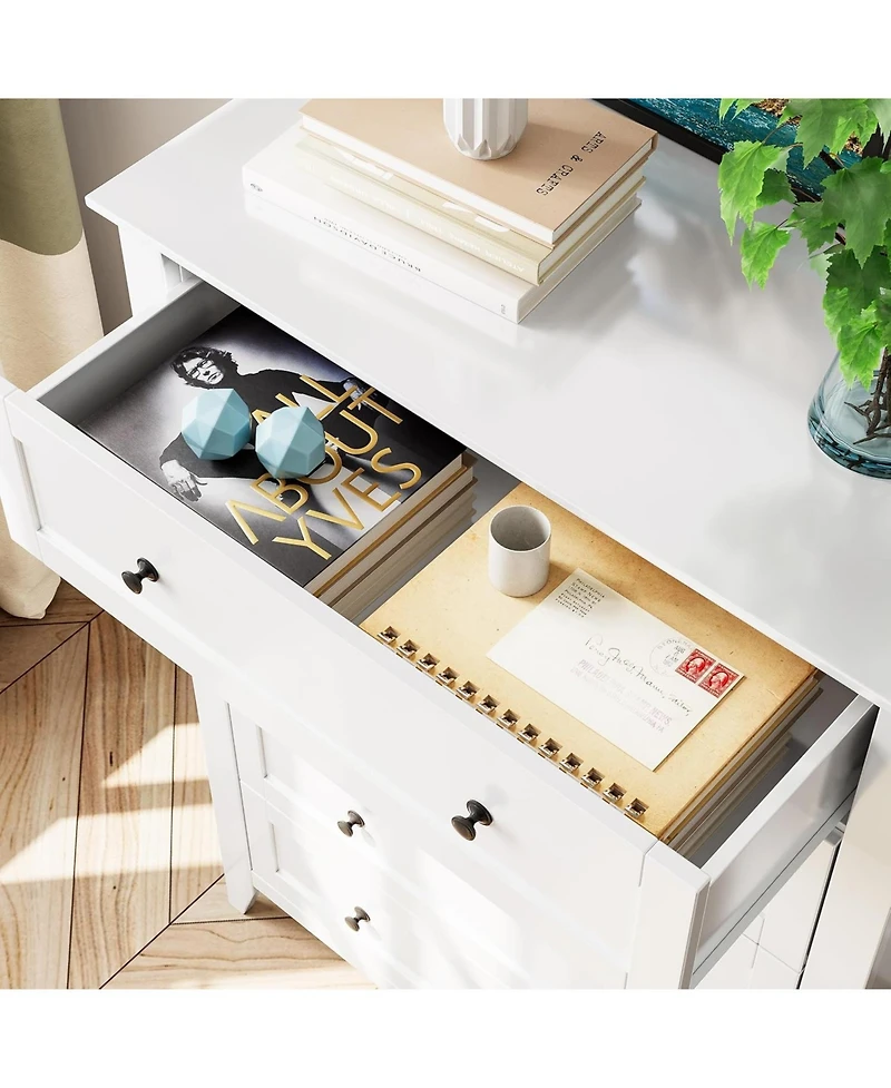 gaomon White 5 Drawer Dresser for Bedroom, Tall Dresser with Deep Drawers & Metal Knobs, Modern Wooden Chests of Drawers for Entryway