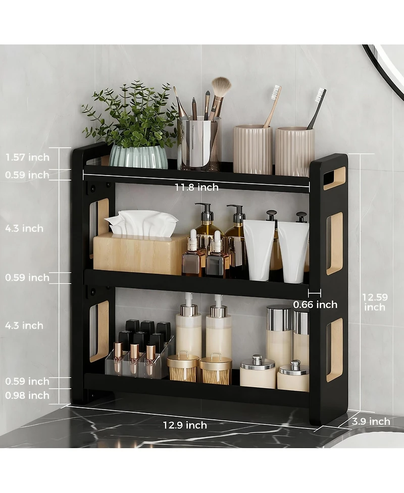 Yigii Solid Wood 3-Tier Organizer: Multi-Purpose for Bath & Kitchen