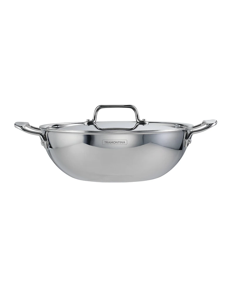 Tramontina Utsava Tri-Ply Clad Stainless Steel 3.75-Quart Covered Kadai