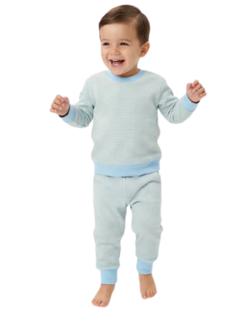 Motette Toddler Boys Seaside Stripe Lounger Bamboo Sweatsuit