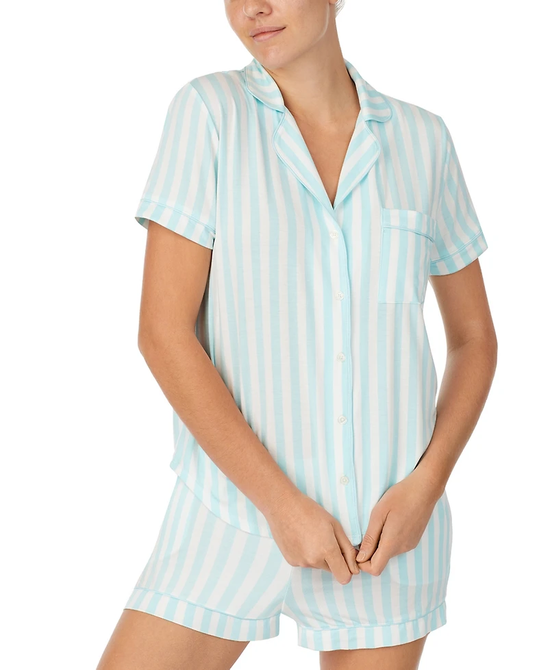 Kate Spade New York Sleepwear Short Sleeve Modal Jersey Notch Collar Boxer Pj Set