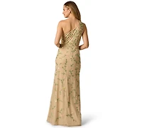 Adrianna Papell Women's One-Shoulder Beaded Gown