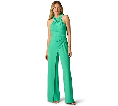Adrianna Papell Women's Rosette Halter Neck Jumpsuit