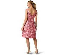 Adrianna Papell Women's Boat Neck Midi Dress