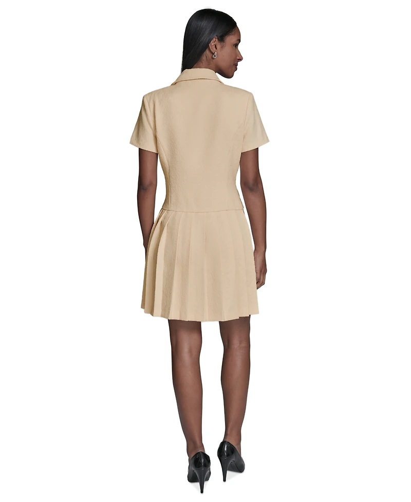 Karl Lagerfeld Paris Women's Textured Pleated Shirt Dress
