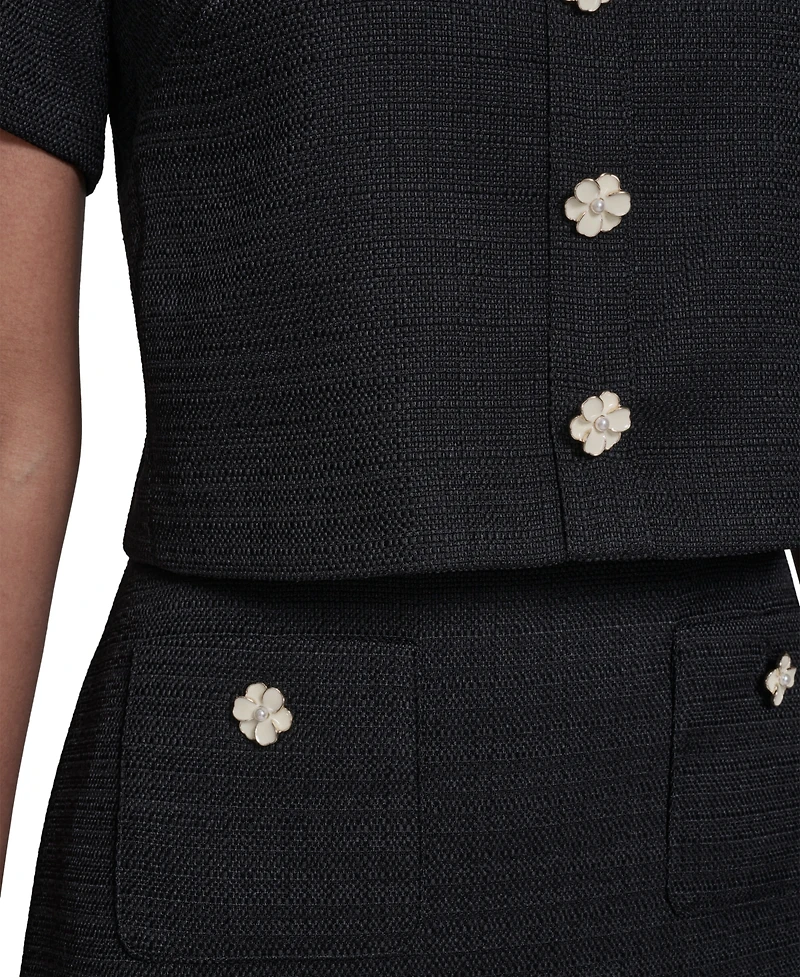 Karl Lagerfeld Paris Women's Crewneck Ruffle Hem Dress