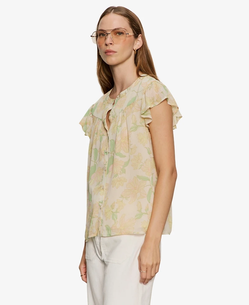 Sanctuary Petite Free Spirited Collared Ruffle Top