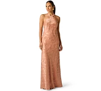 Adrianna Women's Halter Neck Tail Woven Ball Gown