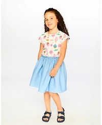 Deux par Toddler Girls Bi-Material Dress Candy Print