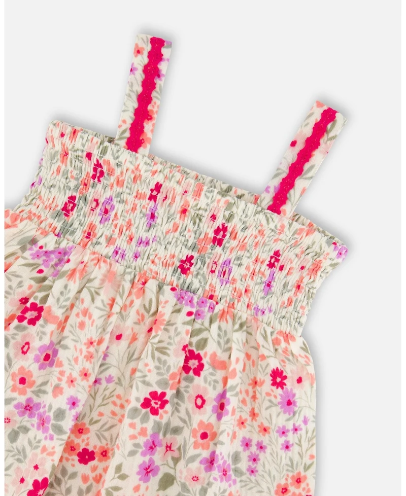 Deux par Toddler Girls Tank Top with Smocking and Shorts Set Printed Flowers