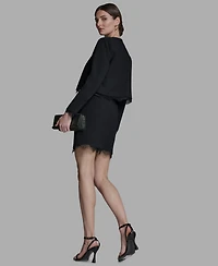 Bcbg Women's Padded Shoulder Open Front Jacket