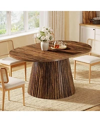 Tribesigns 59" Oval Wooden Dining Table with Heavy Pedestal