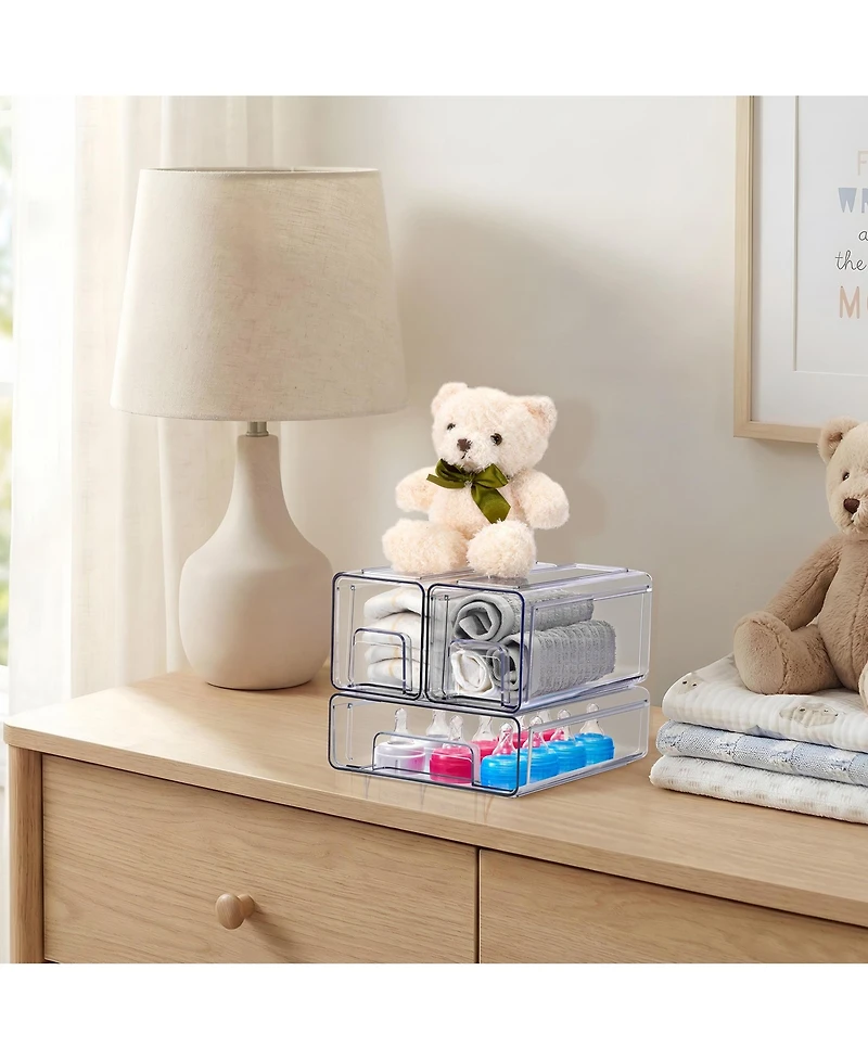 Sorbus 3 Piece Clear Stackable Storage Drawers Case with Handles - for Bathroom, Closet, Pantry, Cabinet, Medicine & Baby Bottle Storage